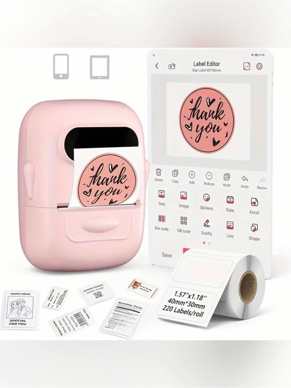 Mark Life Pink Portable Label Printer